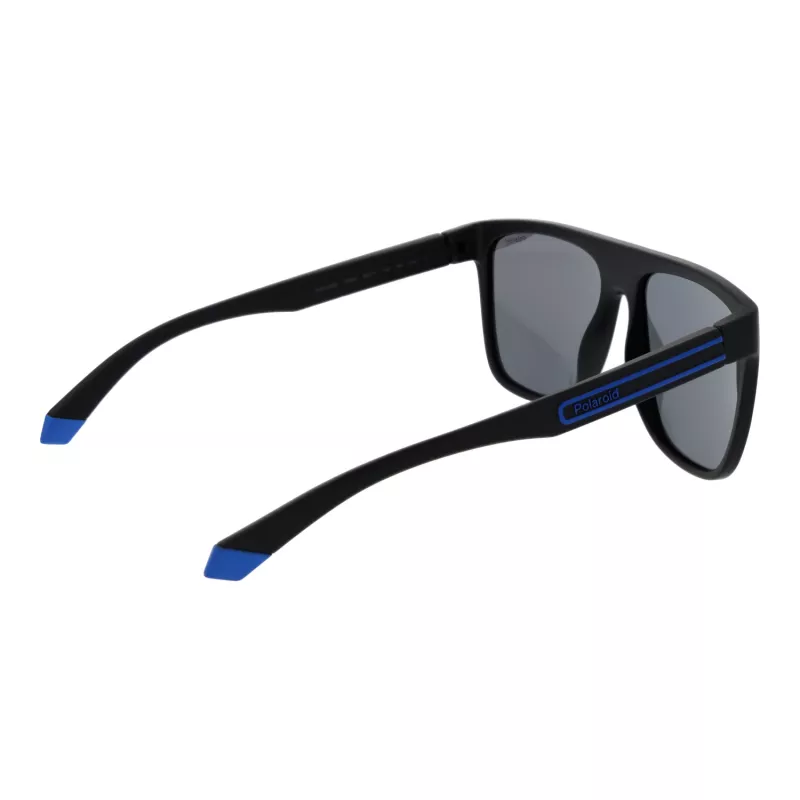 POLAROID PLD2162S580VK Men's Rectangular Sunglasses - Black Frame, Grey Polarized Lens, 58mm