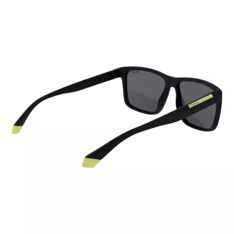 POLAROID PLD2164S58003 Men's Rectangular Polarized Sunglasses - Black/Grey 58mm