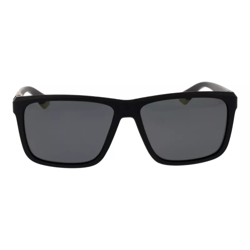 POLAROID PLD2164S58003 Men's Rectangular Polarized Sunglasses - Black/Grey 58mm
