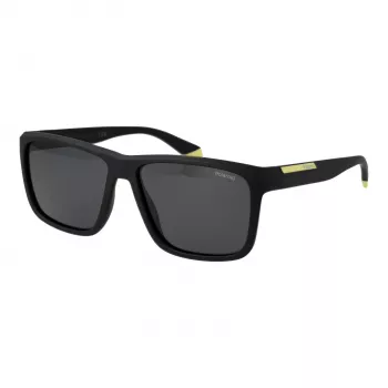 POLAROID PLD2164S58003 Men's Rectangular Polarized Sunglasses - Black/Grey 58mm