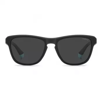 POLAROID PLD2168S003 Men's Rectangular Sunglasses - Matte Black Frame, Grey Polarized Lenses, 54mm