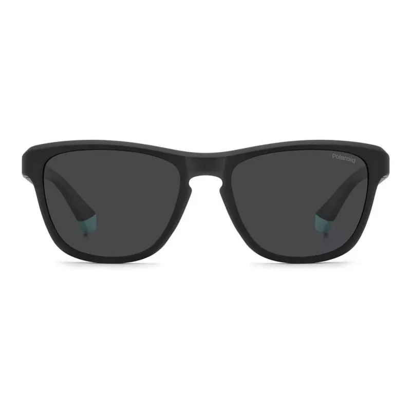 POLAROID PLD2168S003 Men's Rectangular Sunglasses - Matte Black Frame, Grey Polarized Lenses, 54mm