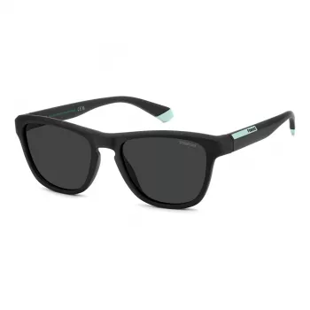 POLAROID PLD2168S003 Men's Rectangular Sunglasses - Matte Black Frame, Grey Polarized Lenses, 54mm