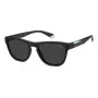 POLAROID PLD2168S003 Men's Rectangular Sunglasses - Matte Black Frame, Grey Polarized Lenses, 54mm