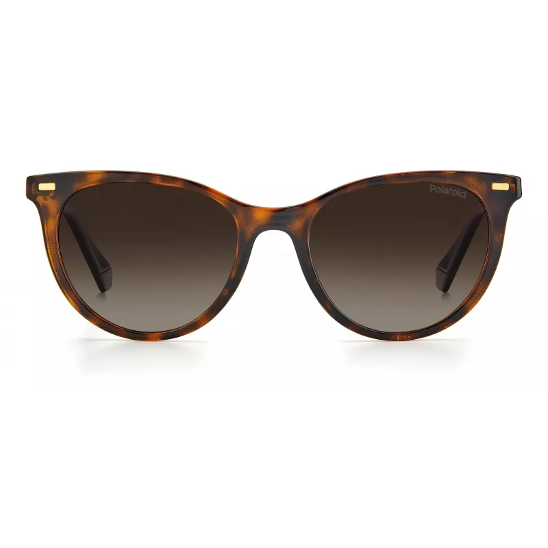 Polaroid PLD4107S086F2 Women's Square Sunglasses - Havana Frame Brown Gradient Lens
