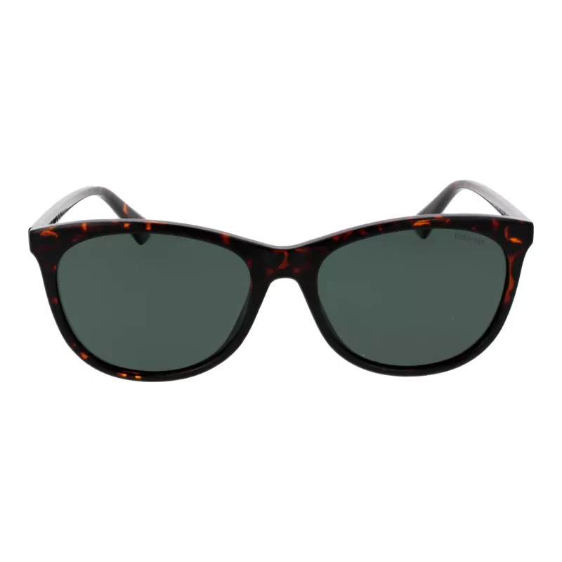 POLAROID PLD4161S55086 Women's Rectangular Sunglasses - Havana Tortoise Frame, Brown Polarized Lens, 55mm