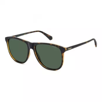 POLAROID PLD4178S086 Men's Rectangular Polarized Sunglasses Havana 55mm