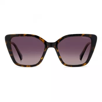 Polaroid PLD4189S086 Women's Square Sunglasses - Havana Acetate Frame, Grey Polarized Lenses
