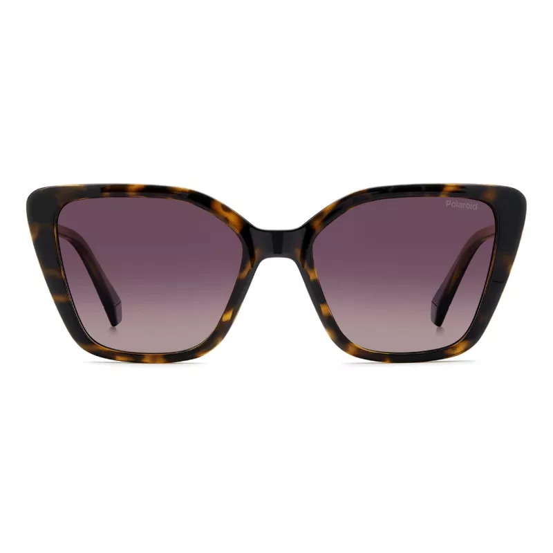 Polaroid PLD4189S086 Women's Square Sunglasses - Havana Acetate Frame, Grey Polarized Lenses