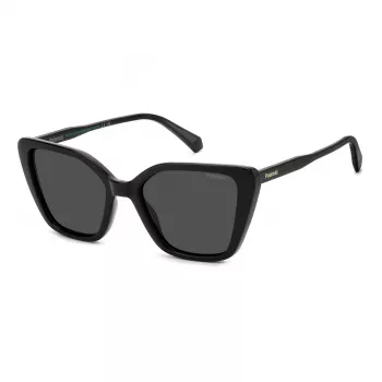 Polaroid PLD4189S807 Women's Rectangular Sunglasses - Black Frame Grey Polarized Lens 53mm