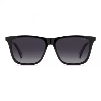 POLAROID PLD4190S807 Men's Rectangular Sunglasses - Black Frame Grey Polarized Lens 56mm