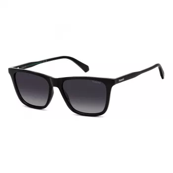 POLAROID PLD4190S807 Men's Rectangular Sunglasses - Black Frame Grey Polarized Lens 56mm