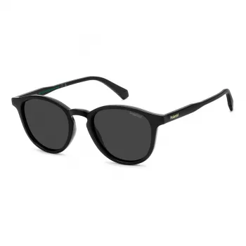 POLAROID PLD4191S807 Men's Square Sunglasses - Black Frame Grey Polarized Lens 51mm