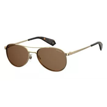 Polaroid PLD6070SXJ5GS Women's Rectangular Sunglasses - Havana Acetate Frame, Grey Polarized Lenses, 56mm