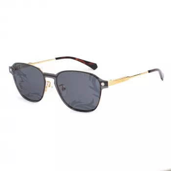POLAROID PLD6119GCSJ5G Unisex Rectangular Sunglasses - Havana Frame, Grey Polarized Lens, 53mm