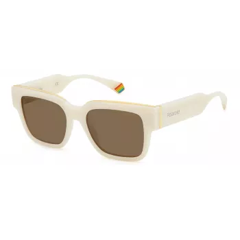 POLAROID PLD6198SXSZJ Unisex Rectangular Sunglasses - Havana Frame, Green Polarized Lens - 52/18/140 mm