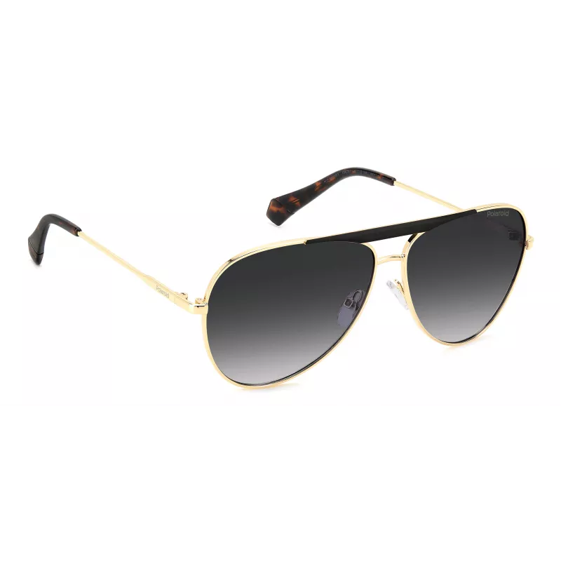 Polaroid PLD6200SXRHLG Unisex Rectangular Sunglasses - Black Frame Grey Polarized Lens 61mm