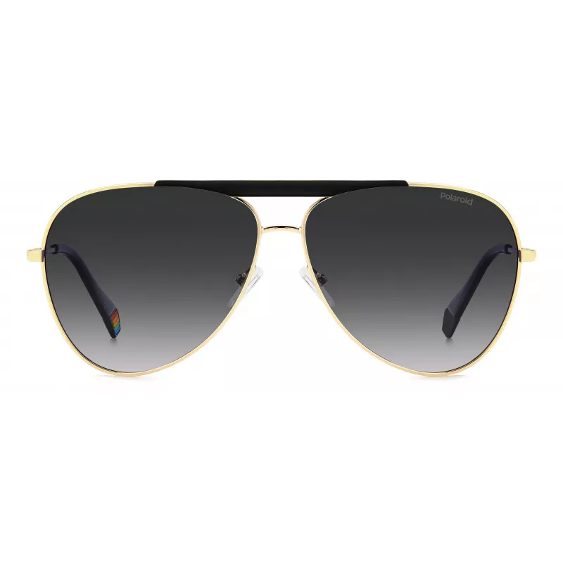 Polaroid PLD6200SXRHLG Unisex Rectangular Sunglasses - Black Frame Grey Polarized Lens 61mm