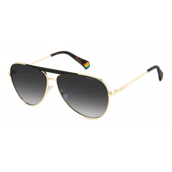 Polaroid PLD6200SXRHLG Unisex Rectangular Sunglasses - Black Frame Grey Polarized Lens 61mm