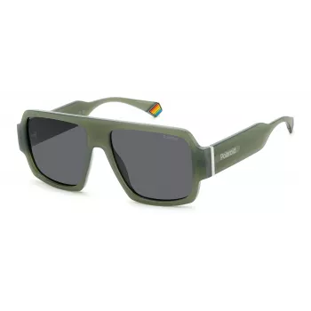 POLAROID PLD6209SX1ED Unisex Rectangular Sunglasses - Black Frame Grey Lens