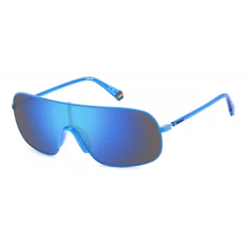 POLAROID PLD6222SMVU Unisex Rectangular Sunglasses - Black Frame Grey Polarized Lens 99mm