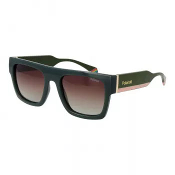 Polaroid PLD6224SX541E Unisex Rectangular Sunglasses - Grey Lens, Black/Grey Frame