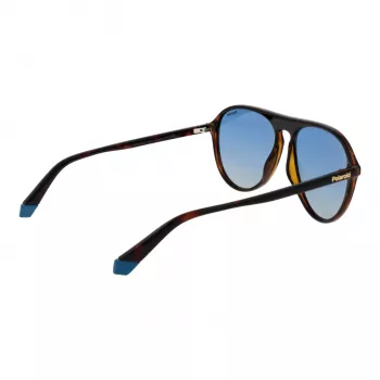 Polaroid PLD6225S57086 Men's Rectangular Sunglasses - Havana Frame, Grey Polarized Lenses