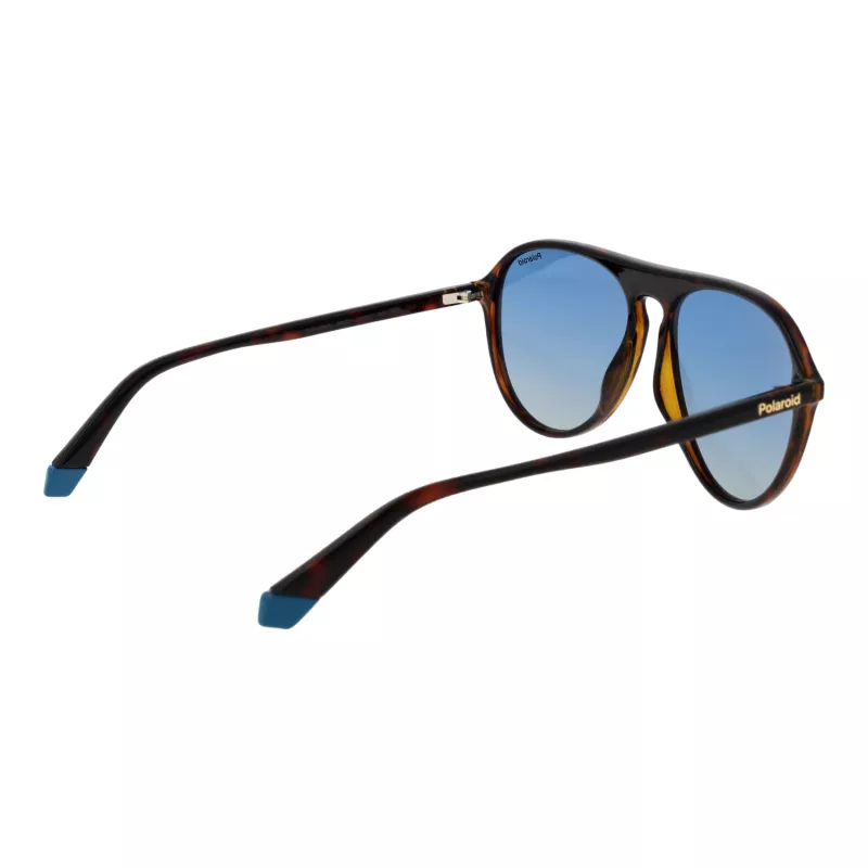 Polaroid PLD6225S57086 Men's Rectangular Sunglasses - Havana Frame, Grey Polarized Lenses
