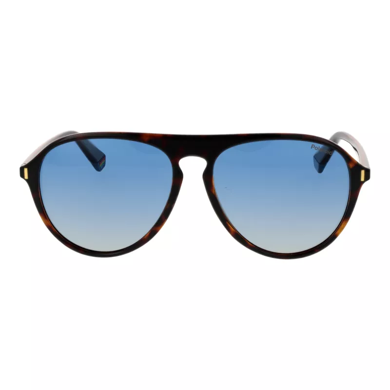 Polaroid PLD6225S57086 Men's Rectangular Sunglasses - Havana Frame, Grey Polarized Lenses