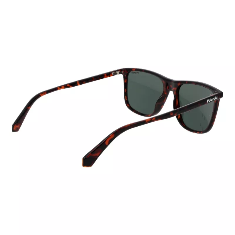 POLAROID PLD6232S55086 Men's Rectangular Sunglasses - Black Frame, Grey Polarized Lens, 55mm
