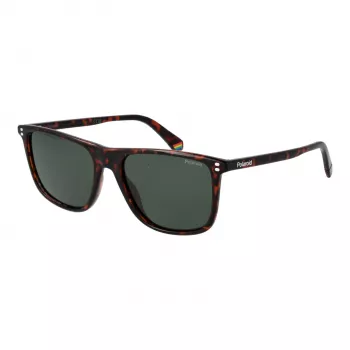 POLAROID PLD6232S55086 Men's Rectangular Sunglasses - Black Frame, Grey Polarized Lens, 55mm