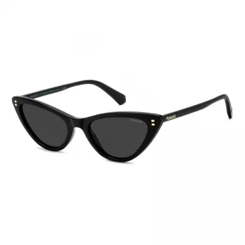 Polaroid PLD6246S807 Women's Rectangular Sunglasses - Black Frame Grey Polarized Lenses 52mm