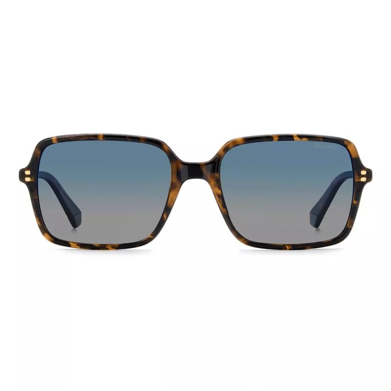 POLAROID PLD6247S086 Men's Rectangular Havana Sunglasses with Polarized Green Lenses