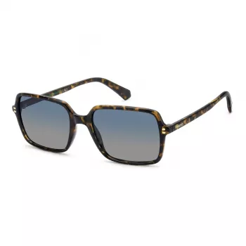 POLAROID PLD6247S086 Men's Rectangular Havana Sunglasses with Polarized Green Lenses