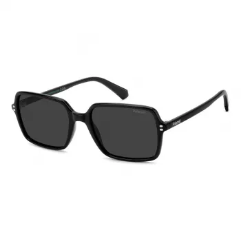 Polaroid PLD6247S807 Men's Rectangular Sunglasses - Black Frame Grey Polarized Lens 56mm