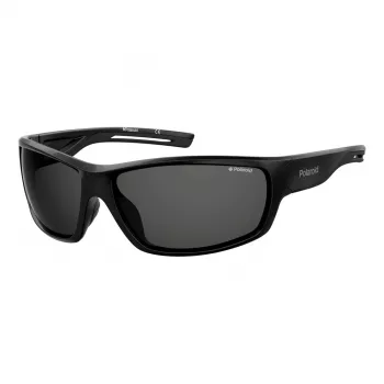 POLAROID PLD7029S807 Unisex Sport Sunglasses - Polarized Grey Lens - Black Frame