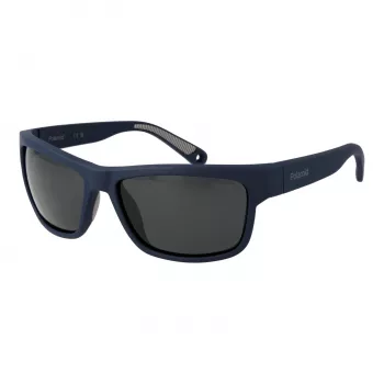 Polaroid PLD7031S59FLL Men's Rectangular Sunglasses - Matte Black Frame, Grey Polarized Lens, 59mm