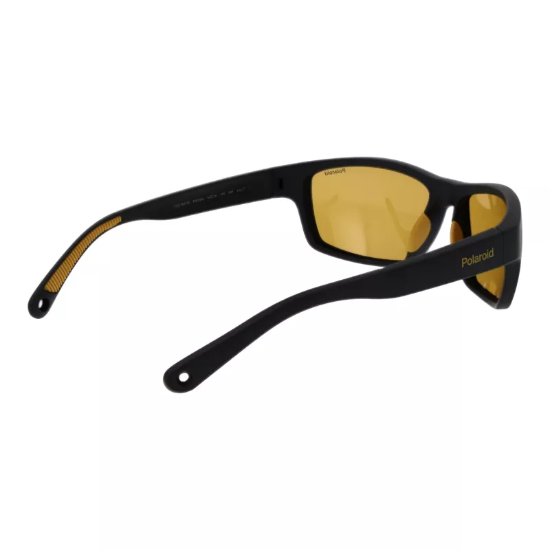 POLAROID PLD7037S60PGC Unisex Rectangular Sunglasses - Black Frame, Grey Polarized Lens, 60/16/140 mm