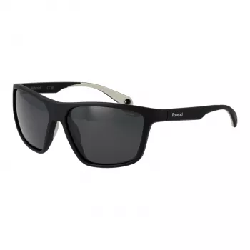POLAROID PLD7040S5908A Men's Rectangular Polarized Sunglasses - Grey Frame Grey Lens 59mm