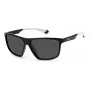 POLAROID PLD7044S08A Men's Rectangular Sunglasses - Polarized Grey Lens - Black/Grey Frame