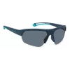 POLAROID PLD7048SZX9G6 Unisex Rectangular Sunglasses - Black Frame Grey Green Polarized Lenses 65mm