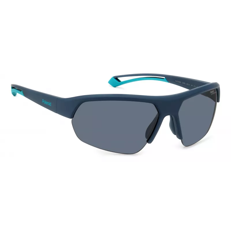 POLAROID PLD7048SZX9G6 Unisex Rectangular Sunglasses - Black Frame Grey Green Polarized Lenses 65mm