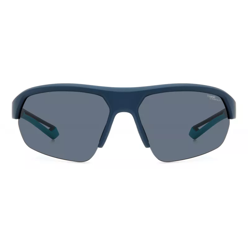 POLAROID PLD7048SZX9G6 Unisex Rectangular Sunglasses - Black Frame Grey Green Polarized Lenses 65mm