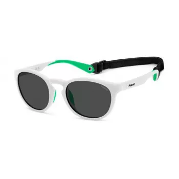 POLAROID PLD7050SVK6 Unisex Rectangular Sunglasses - Black Frame Grey Polarized Lens 52mm