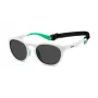 POLAROID PLD7050SVK6 Unisex Rectangular Sunglasses - Black Frame Grey Polarized Lens 52mm