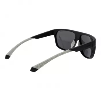 POLAROID PLD7053S60003 Men's Square Sunglasses - Black Frame Grey Polarized Lens