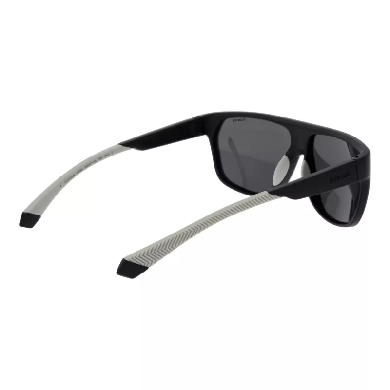 POLAROID PLD7053S60003 Men's Square Sunglasses - Black Frame Grey Polarized Lens