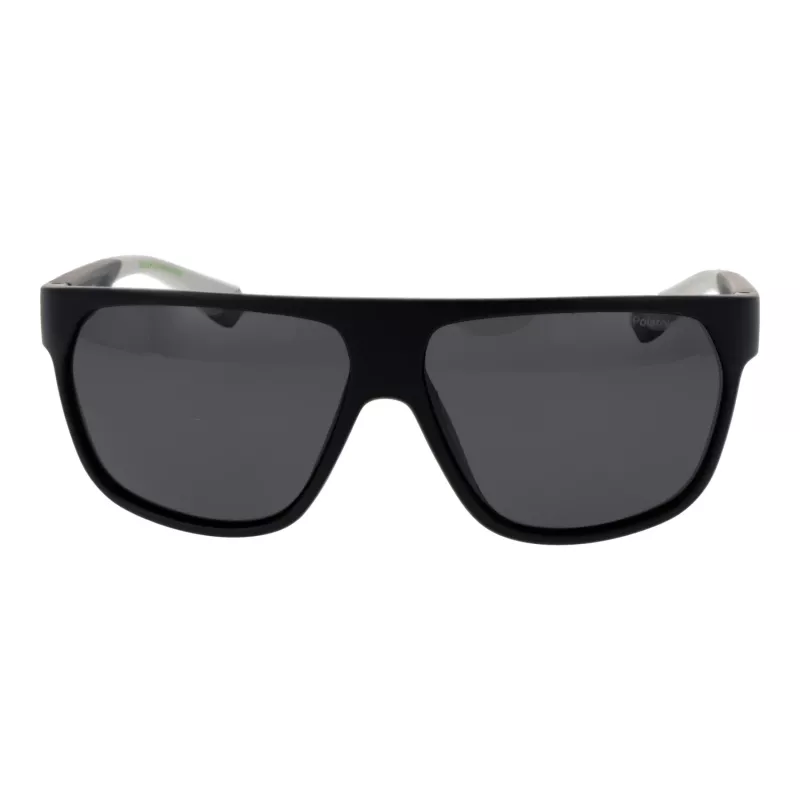 POLAROID PLD7053S60003 Men's Square Sunglasses - Black Frame Grey Polarized Lens