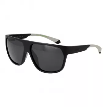 POLAROID PLD7053S60003 Men's Square Sunglasses - Black Frame Grey Polarized Lens
