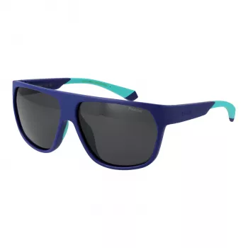 Polaroid PLD7053S60FLL Men's Rectangular Sunglasses - Black/Grey Frame - Polarized Grey Lenses - 60/12/140 mm